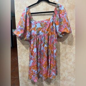 Shop Neighbor (by In The Beginning) Colorful Floral Babydoll Dress